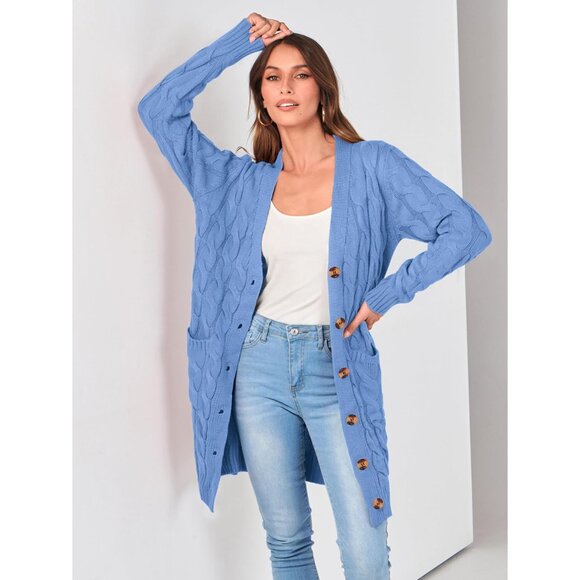 Chunky Open Front Cardigan with Pockets - Perfect for Women’s Fall/Winter Looks - Picture 3 of 6